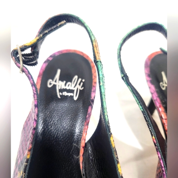 Amalfi By Rangoni Multicolored Snake Leather kitten heels Sandals Shoes 8M - Picture 6 of 6